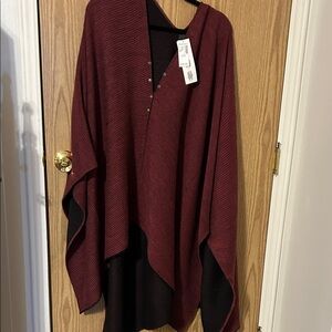 Dress Barn Burgundy and Black Poncho Wrap